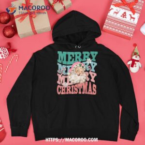 funny vintage pink santa claus merry christmas design xmas shirt hoodie