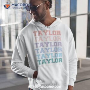 Girl Retro Groovy Taylor First Name Personalized Birthday Shirt