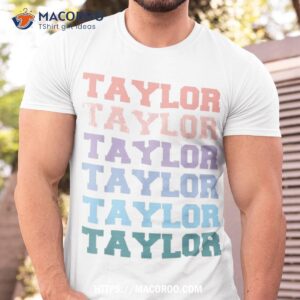 Girl Retro Groovy Taylor First Name Personalized Birthday Shirt