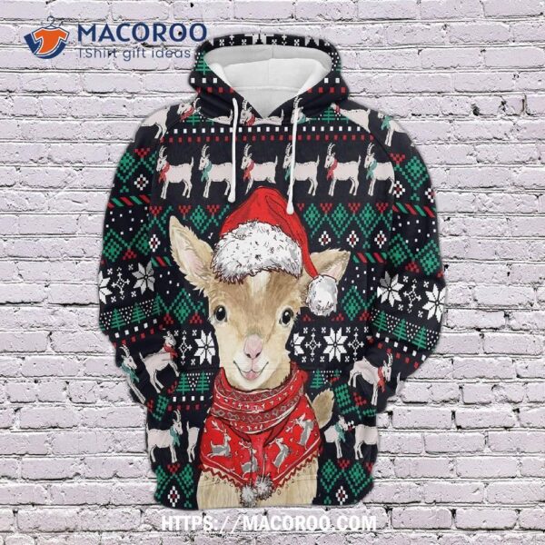 Cute Goat Christmas All Over Print 3D Hoodie