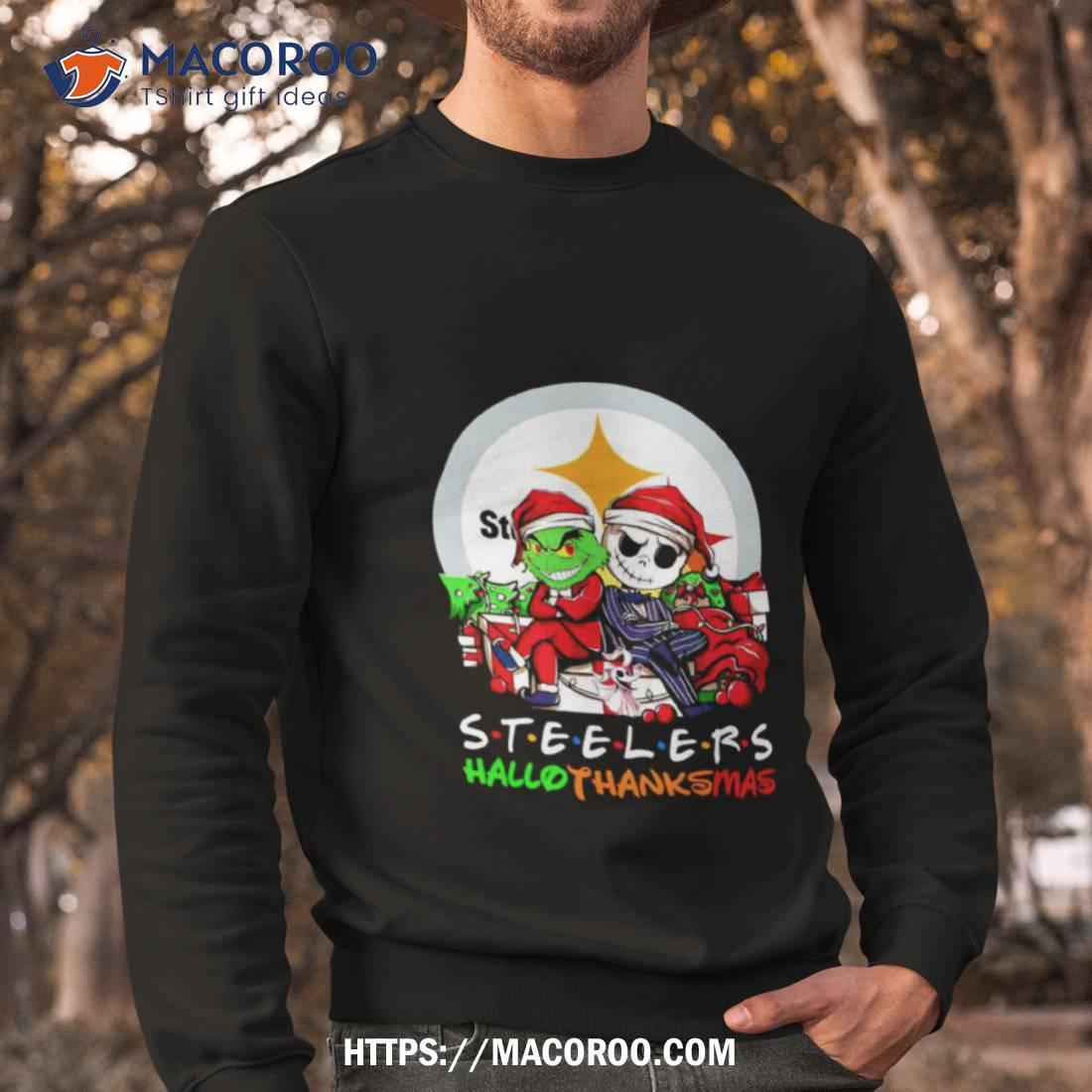 Grinch and Jack Skellington Pittsburgh Steelers HalloThankMas sweater,  hoodie, sweater, long sleeve and tank top