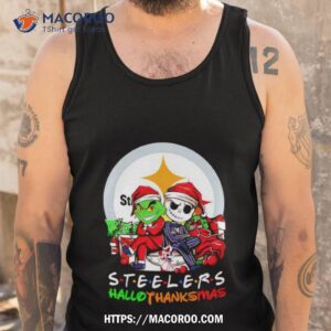 grinch and jack skellington pittsburgh steelers hallothankmas shirt tank top