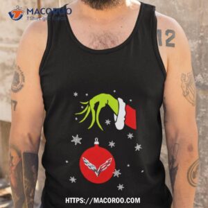 grinch hand holding chevrolet corvette ornament shirt tank top