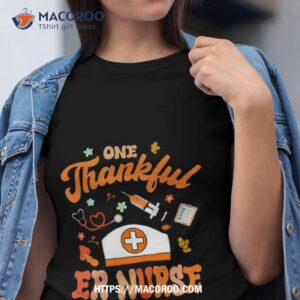 Groovy One Thankful Er Nurse Stethoscope Fall Thanksgiving T Shirt