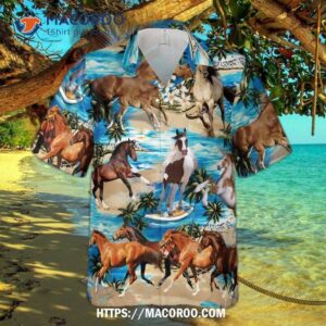 Horse Riding Beach Hawaiian Shirt