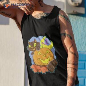 halloween cat and pumpkin shirt tank top 1