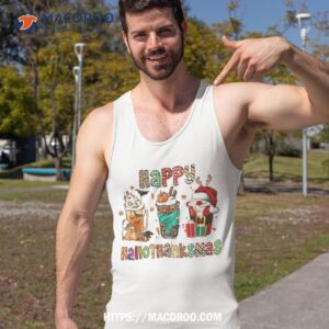 happy hallothanksmas coffee halloween thanksgiving christmas shirt tank top