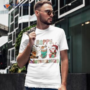 happy hallothanksmas coffee halloween thanksgiving christmas shirt tshirt