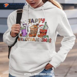 happy hallothanksmas halloween coffee latte thanksgiving shirt hoodie 3