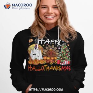 happy hallowthanksmas fall christmas halloween family shirt hoodie 1