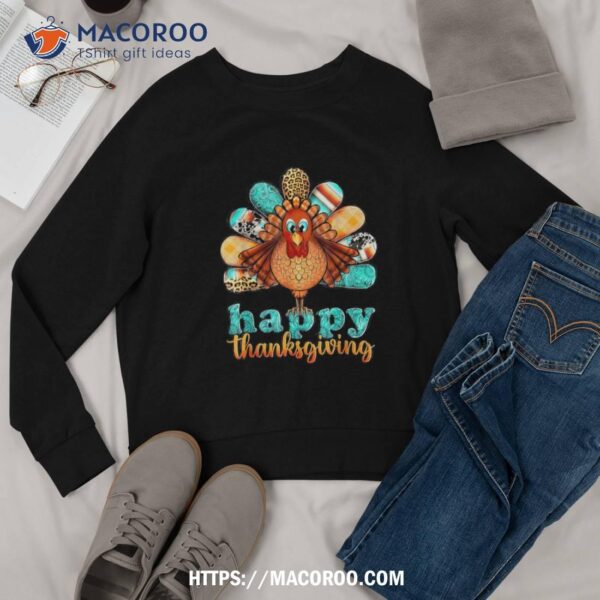 Happy Thanksgiving Turkey Day Leopard Holiday Funny Shirt