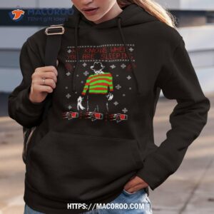 He Knows When You Are Sleeping Funny Freddy Krue Ger Christmas Shirt 1 he knows when you are sleeping funny freddy krue ger christmas shirt hoodie 3