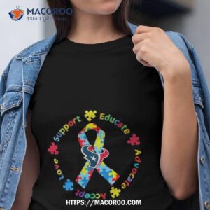 houston texans support educate advocate accept love autism awareness t shirt tshirt