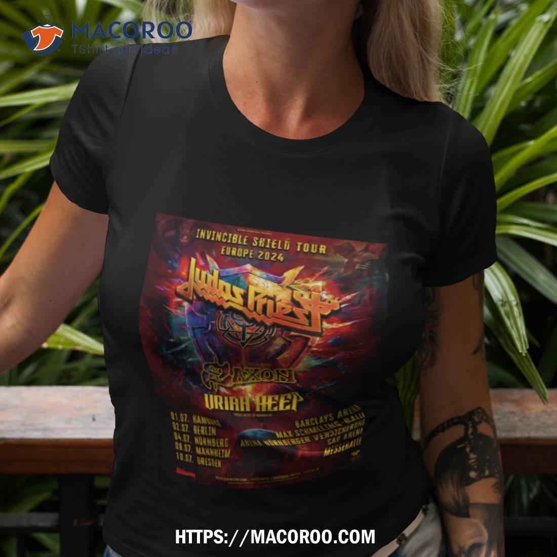 Invincible Shield Tour Europe 2024 Judas Priest With Saxon And Uriah Heep Schedule List T Shirt Invincible Shield Tour Europe 2024 Judas Priest With Saxon And Uriah Heep Schedule List T Shirt