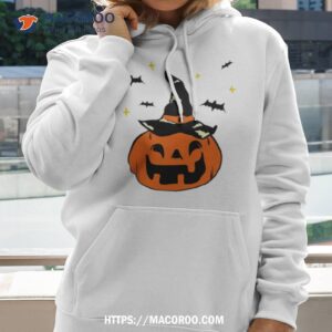 jack o lantern witches hat and bats shirt hoodie 2