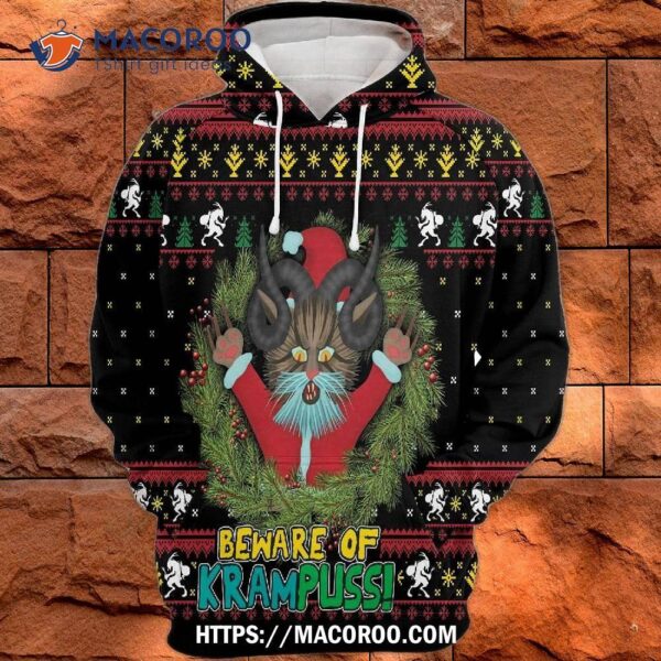 Beware Of Krampus All Over Print 3D Hoodie