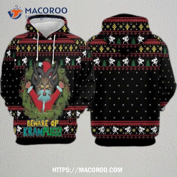 Beware Of Krampus All Over Print 3D Hoodie