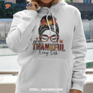 Leopard Messy Bun One Thankful Xray Tech Thanksgiving Shirt