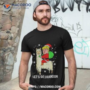 let s go brandon trump santa riding llama christmas shirt tshirt 3