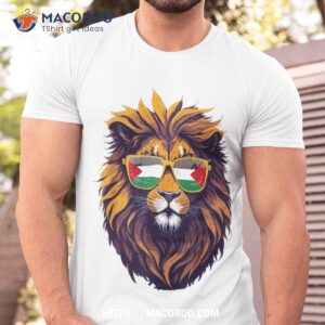 Lion Glasses I Support Stand With Free Palestine Flag 2023 Shirt