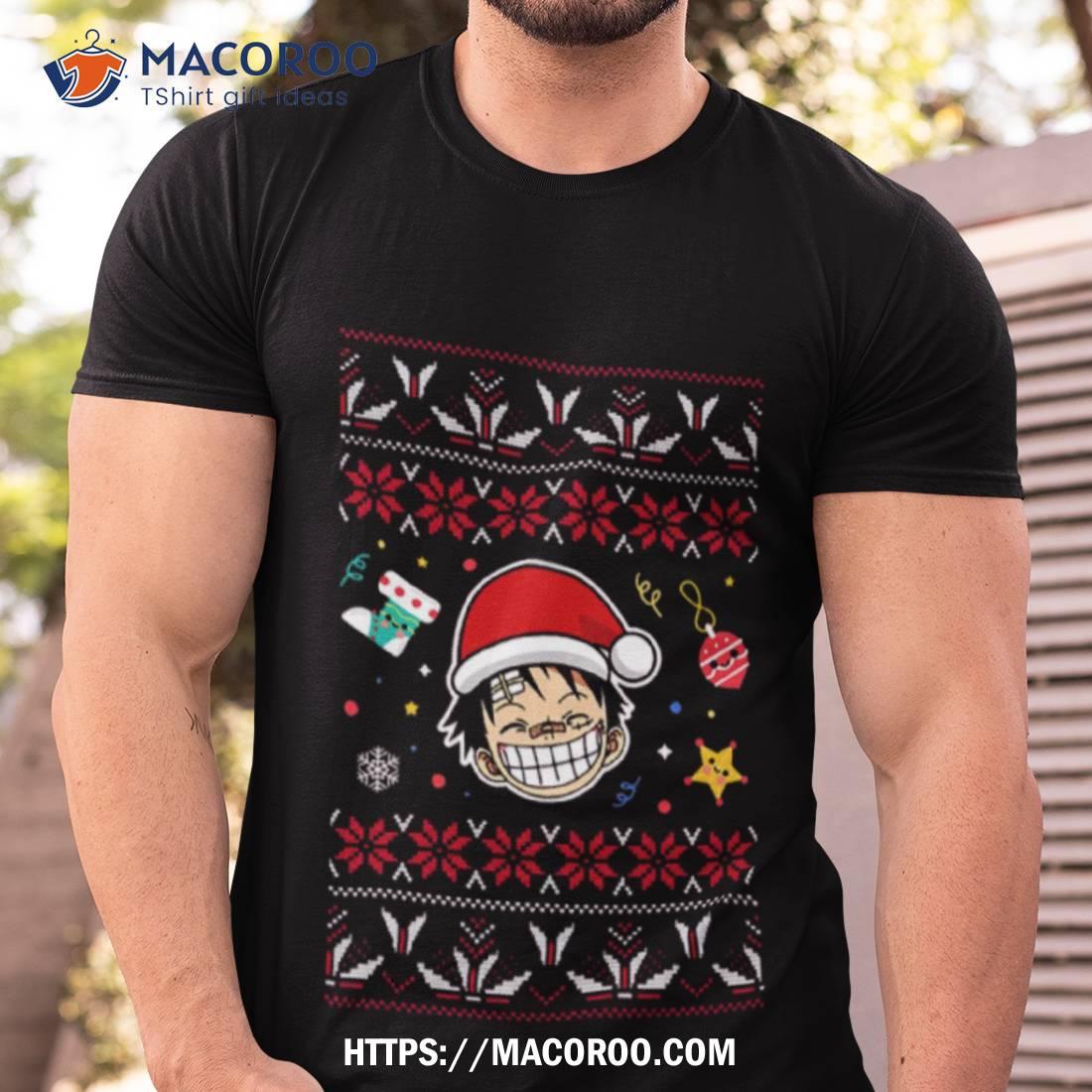 Luffy Cute Face Anime Christmas One Piece Shirt