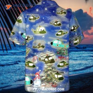 m1 military helicopter christmas hawaiian shirt lover merry with snow 2