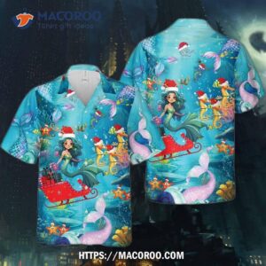 m2 mermaid ocean life hawaiian shirt for men and women tropical summer casual button down shirts 0
