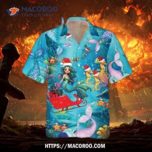 m2 mermaid ocean life hawaiian shirt for men and women tropical summer casual button down shirts 1