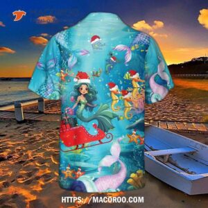 m2 mermaid ocean life hawaiian shirt for men and women tropical summer casual button down shirts 2
