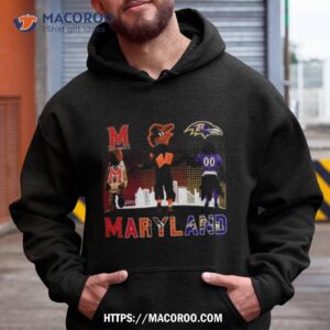 Maryland Sport Teams Skyline Mascot Maryland Terrapins Baltimore Orioles And Baltimore Ravens Shirt