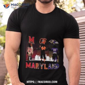 Maryland Sport Teams Skyline Mascot Maryland Terrapins Baltimore Orioles And Baltimore Ravens Shirt