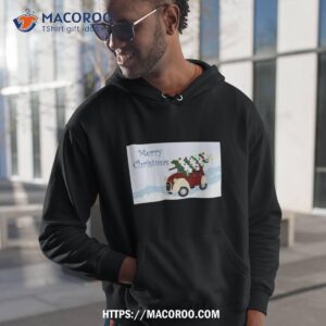 Merry Christmas Fun Vintage Car With A Christmas Tree On Top Shirt