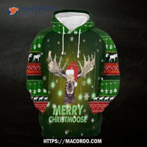merry christmoose gosblue 3d print graphic hoodies unisex sublimation pullover sweatshirt funny 0