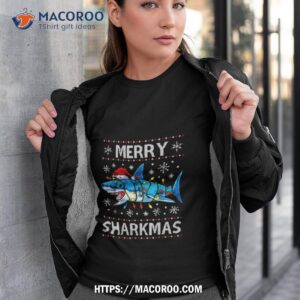 Merry Sharkmas Ugly Christmas Shark Lights Shirt