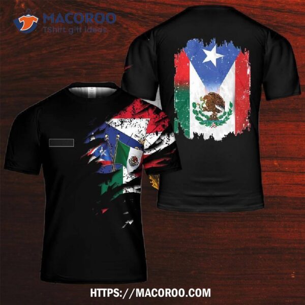 Mexico And Puerto Rico Flag 3D T-Shirt