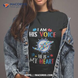 miami dolphins autism awareness i am his voice he is my heart 2023 shirt tshirt 2