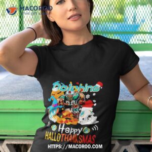 Miami Dolphins Mascot Happy Hallothanksmas Shirt