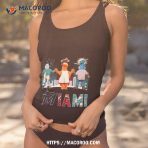 Miami Sport Teams Skyline Mascot Miami Marlins Miami Heat And Miami Dolphins Shirt 3 miami sport teams skyline mascot miami marlins miami heat and miami dolphins shirt tank top 1