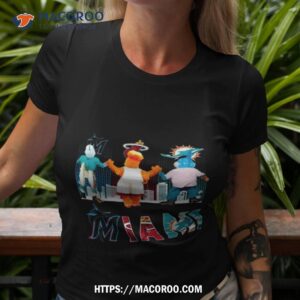 miami sport teams skyline mascot miami marlins miami heat and miami dolphins shirt tshirt 3