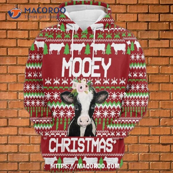 Mooey Christmas Cow All Over Print 3D Hoodie