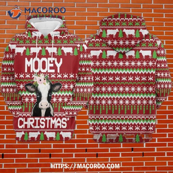 Mooey Christmas Cow All Over Print 3D Hoodie