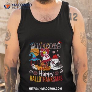 ncaa south carolina gamecocks mascot happy hallothanksmas shirt tank top