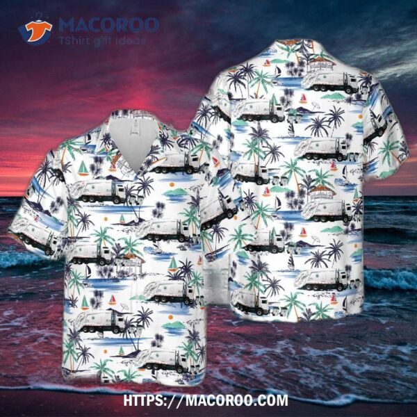 New York City Sanitation Mack Mr With Rear Load Garbage Truck Hawaiian Shirt