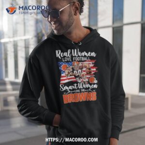 Nfl Real Women Love Football Smart Women Love The Cleveland Browns Mascot America Flag T Shirt