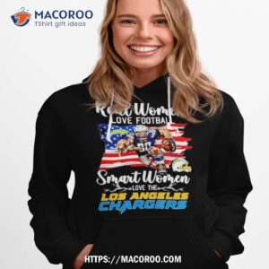Nfl Real Women Love Football Smart Women Love The Los Angeles Chargers Mascot America Flag T Shirt