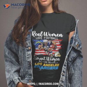 Nfl Real Women Love Football Smart Women Love The Los Angeles Chargers Mascot America Flag T Shirt