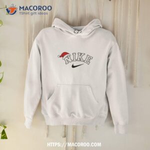 nike logo wearing santa hat christmas shirt hoodie