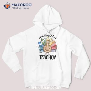 one thankful teacher thanksgiving turkey cute crayon pencil shirt hoodie