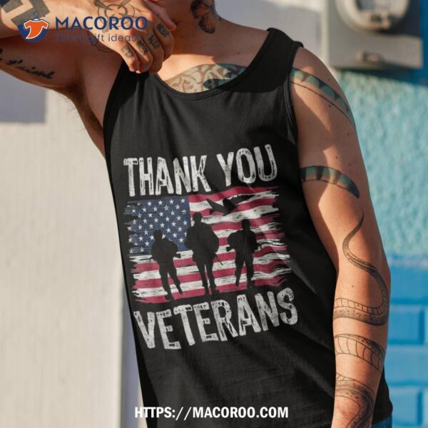 Patriotic American Flag Thank You Veterans Day Shirt