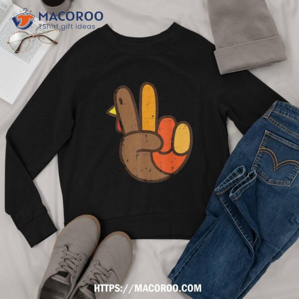 Peace Sign Turkey Hand Cool Thanksgiving Hippie Shirt